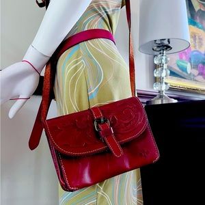 GUC Patricia Nash Small Brown Leather Women Crossbody Shoulder Bag